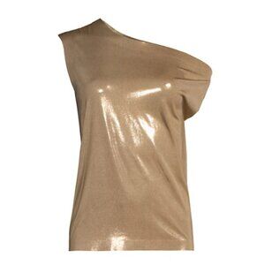 Norma Kamali Gold Metallic Drop Shoulder Top, XS